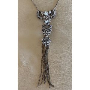 Unique Silver Tassel Statement Necklace